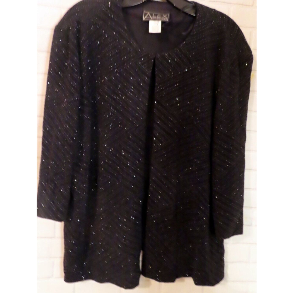 1980’s ALEX Beaded Cocktail Jacket Color Black Fits Medium to Large